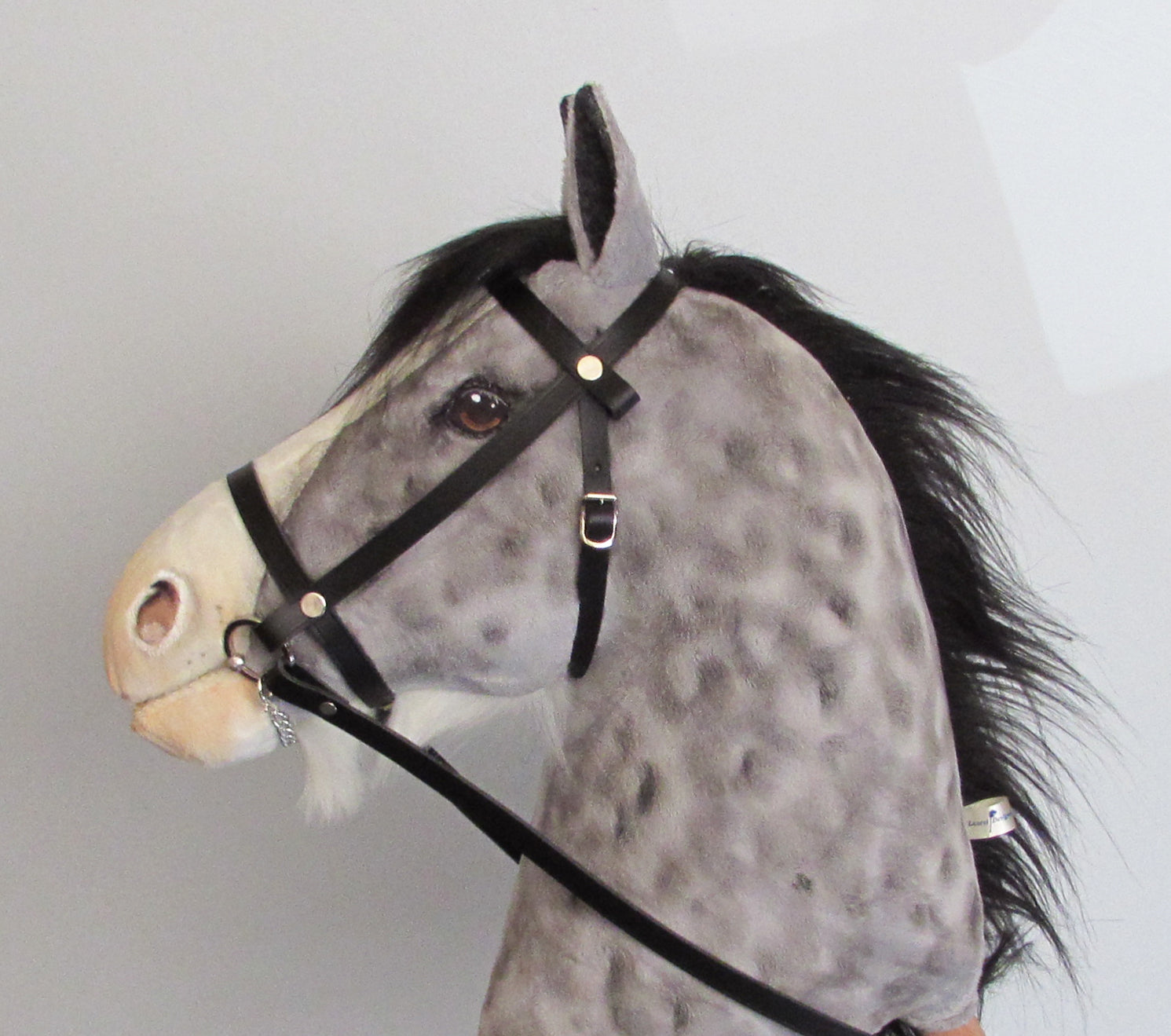 Grey dapple Clydesdale Hobby Horse with removable leather bridle